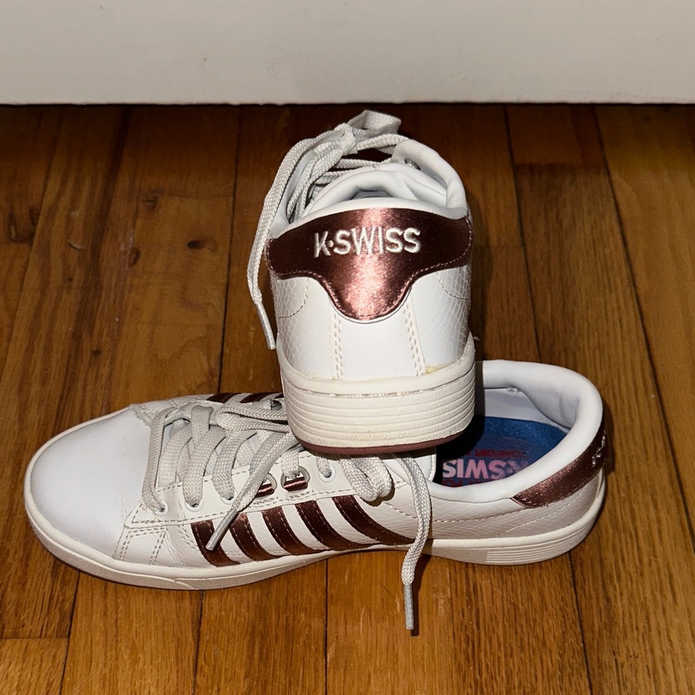 K-Swiss Hoke CMF Sneaker - White and Rose Gold Sneakers - Picture 12 of 16